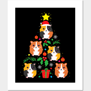 Funny Guinea Pig Lover Christmas Tree Posters and Art